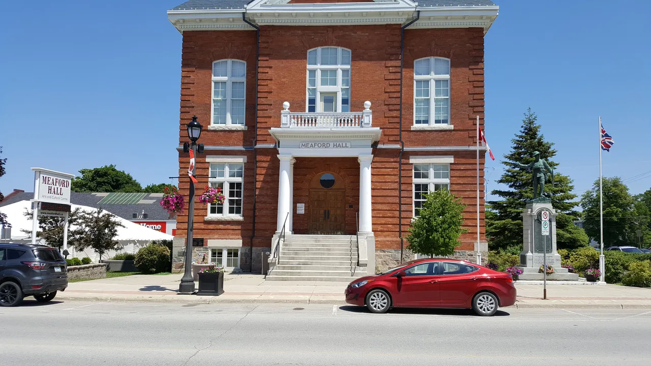 Historic Meaford Hall on the main street of Meaford, Ontario.