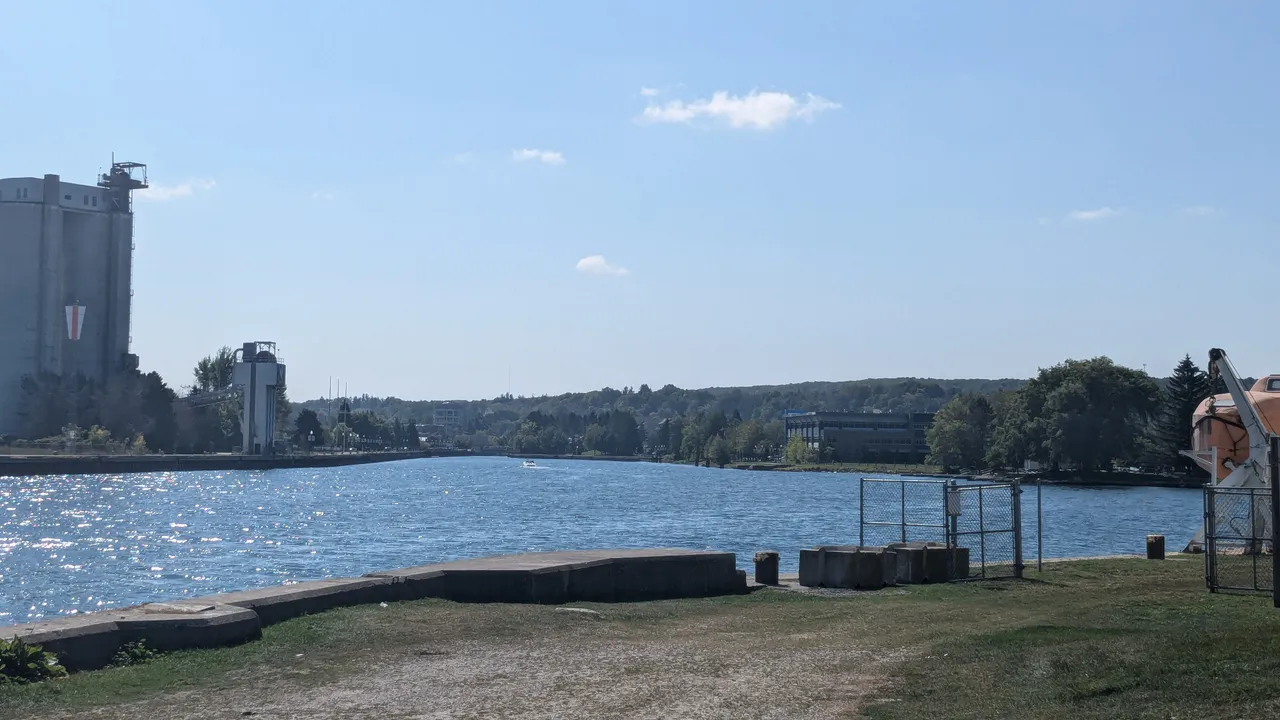 Owen Sound's working harbour and grain elevator on Georgian Bay.